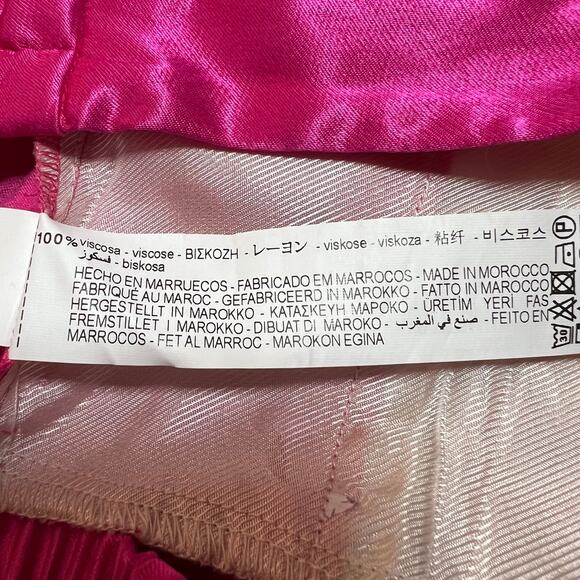 Zara High Rise Satin Wide Leg Trouser Pants Size S Preppy Maximalist Feminine - Picture 9 of 13